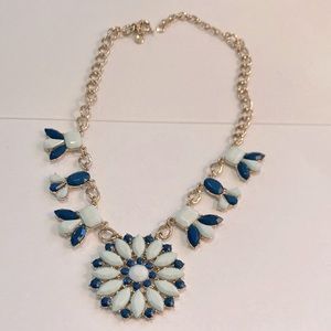 J Crew Statement Necklace in Gold Metal with Green Stones.